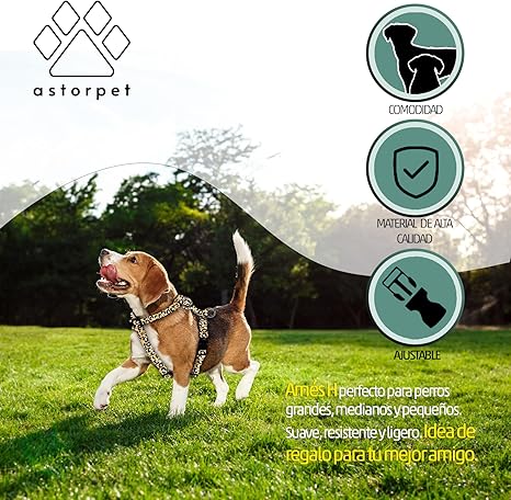 ASTORPET | No Pull Harness Type H for Dogs Medium Brown