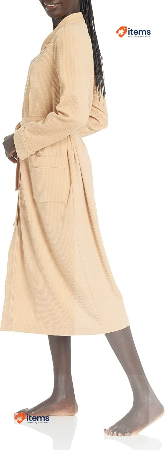 Amazon Essentials Women's Waffle Full - Length Robe Light Camel, Size XX Large