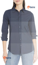 Amazon Essentials Women's Long - Sleeve Button Down Oxford Shirt Navy, Size Plus