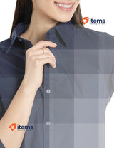 Amazon Essentials Women's Long - Sleeve Button Down Oxford Shirt Navy, Size Plus
