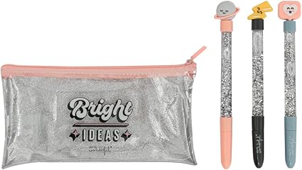 Mr.Wonderful Pencil Case + 3 Bolis Lightweight Portable Bright Ideas Plastic