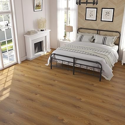 VEELIKE Brown Wood Effect Vinyl Flooring Roll Floor Tiles 90cm×15cm 12 Pieces