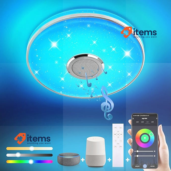 WAYRANK LED Ceiling Light with Bluetooth Speaker, WiFi Ceiling Lights Fixture