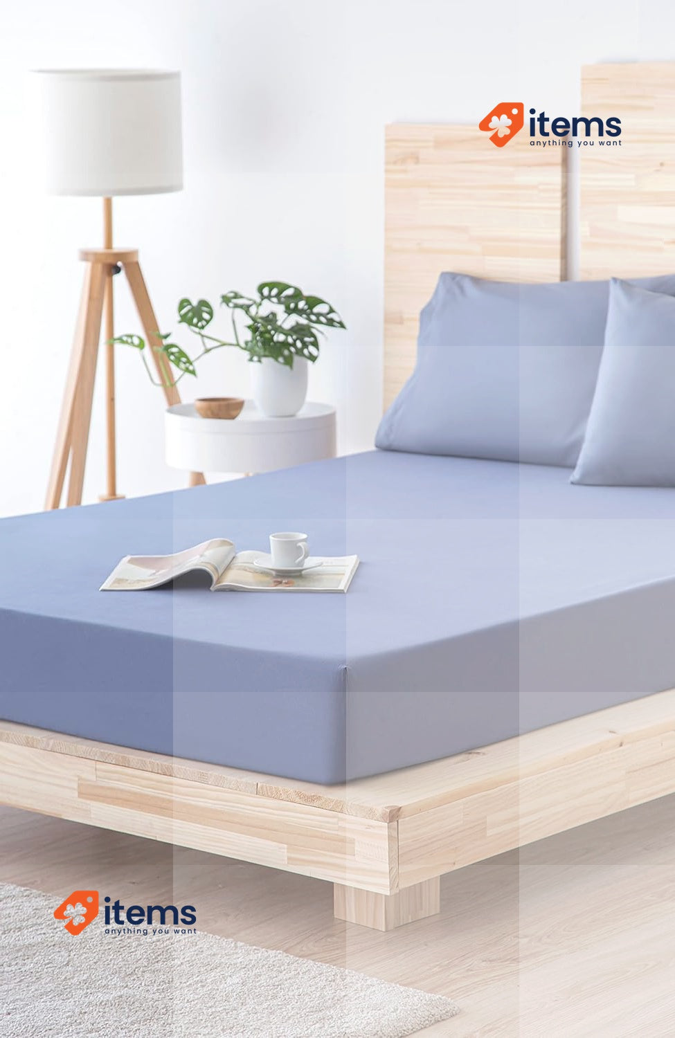TodocamaFitted Sheet In Extra Soft Brushed Microfibre135 x 190/200 cm Blue Grey