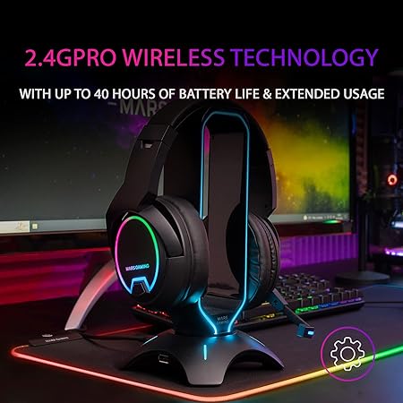 Mars Gaming MHW-100 Black, Wireless Headset ARGB Flow, Detachable ENC Black