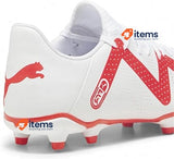 PUMA Men's Future Play Fg/Ag Soccer Shoe Puma White Fire Orchid 9 UK White-FIRE