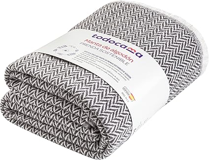 Todocama - Extra Soft Cotton Blanket 180 x 240 cm, Dark Grey