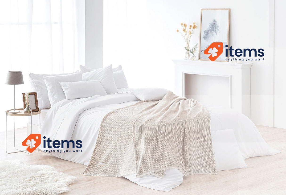 Todocama Extra Soft Cotton Blanket Todocama - 120 x 180 cm Beige Four Seasons