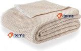 Todocama Extra Soft Cotton Blanket Sofa Quilt, Bed Cover, 230x240cm, Sand Beige