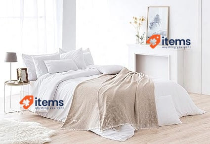 Todocama Extra Soft Cotton Blanket Sofa Quilt, Bed Cover, 230x240cm, Sand Beige