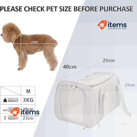 TOFFCAEA Dog Carrier Bag, Breathable Pet Carrier Bag Grey