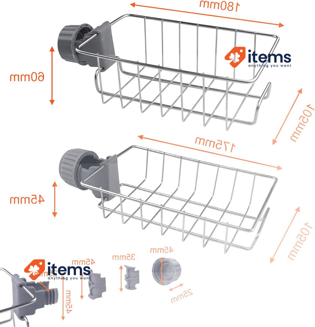 Gvolatee Shower Shelf for Shower Rail, Stainless Steel 304, Shower Basket 30 mm