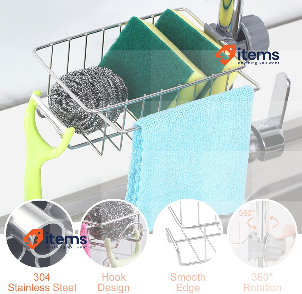 Gvolatee Shower Shelf for Shower Rail, Stainless Steel 304, Shower Basket 30 mm
