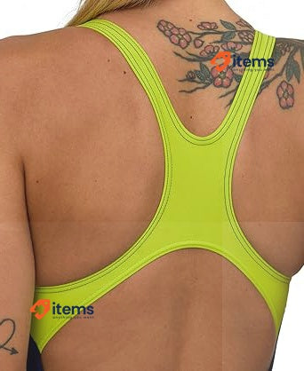 Arena Women's Branch Swimsuit Swim Pro Back Lb One Piece Navy - Soft Green 34