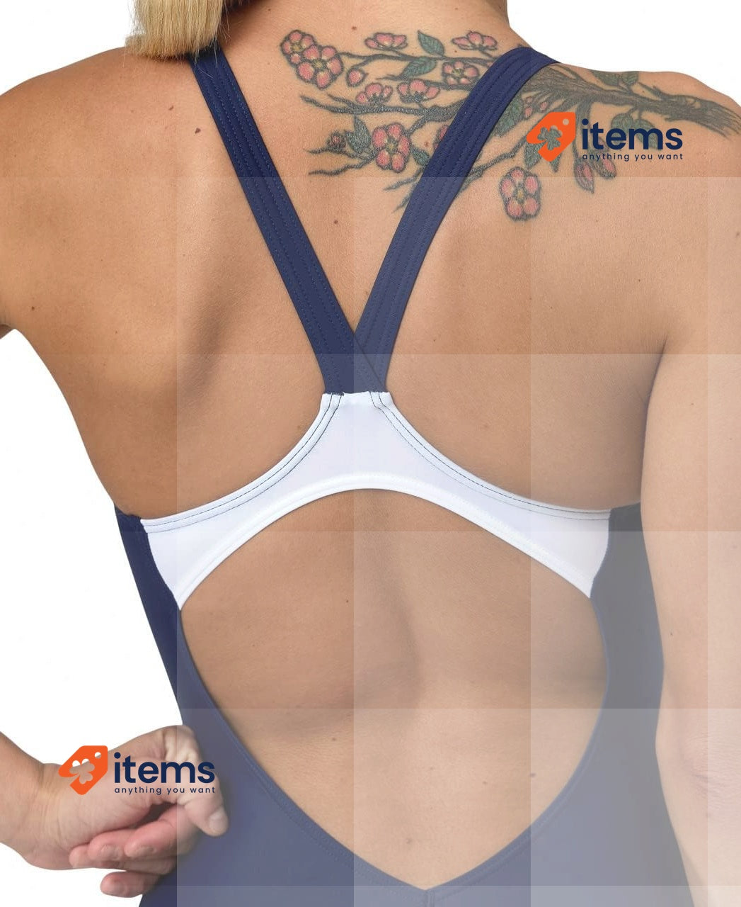 Arena Women s Threefold V Back One Piece Swimsuit Navy-neon Blue-white 34 UK