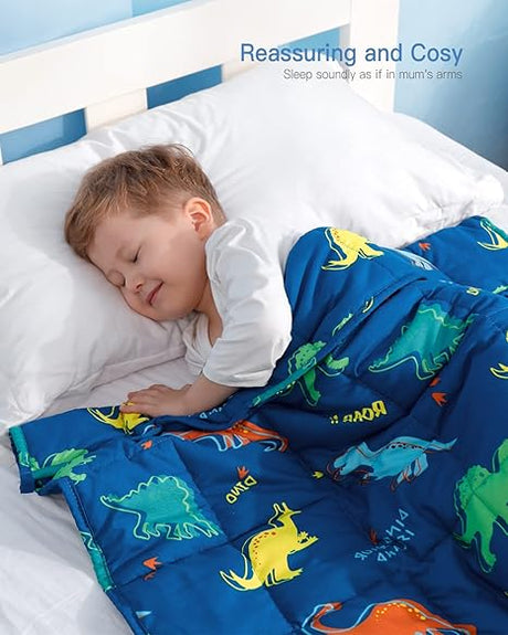 Sivio Heavy blanket for children, soft and cozy Blue dinosaur