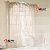 Woaboy Linen Curtains Translucent Curtains 140x245 cm Beige Set of 2 Woaboy Set