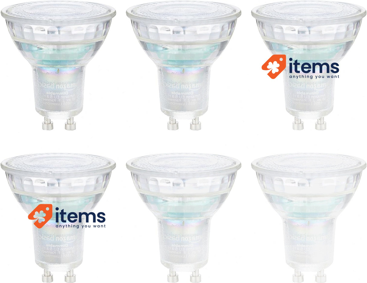Amazon Basics Professional LED Spotlight GU10 35W Warm White Dimmable Pack of 6