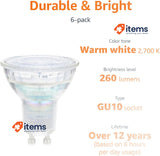 Amazon Basics Professional LED Spotlight GU10 35W Warm White Dimmable Pack of 6
