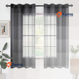Woaboy Voile Curtains Short Black Transparent Living Room Eyelets Store Bedroom