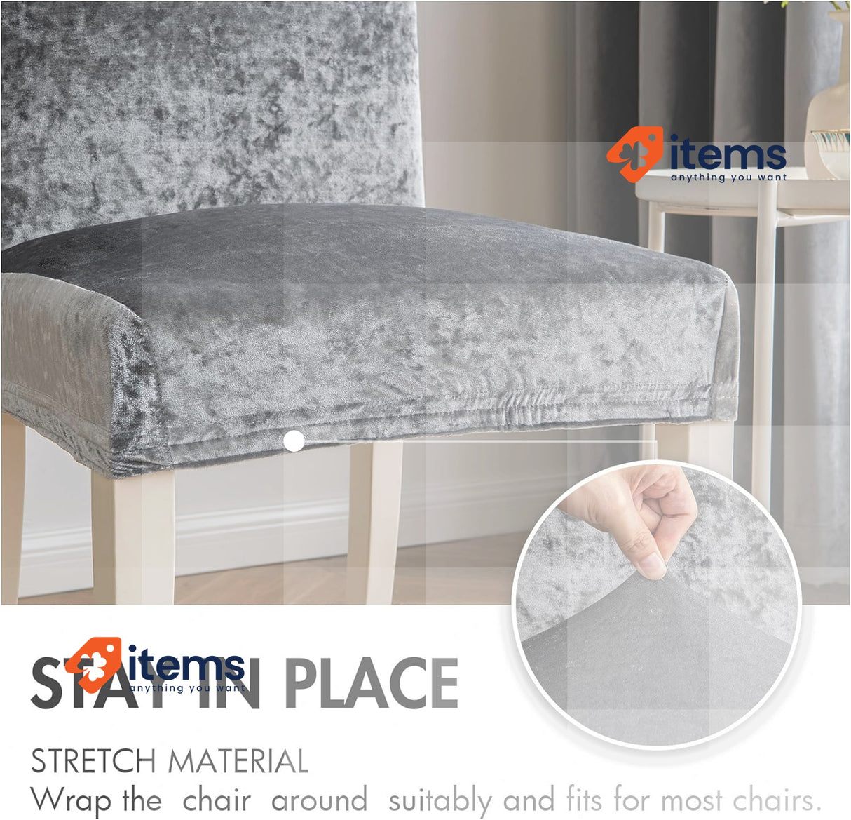 MIULEE Chair Covers Silver Grey Dining Chairs Set Velvet Modern Stretch 4 Seat