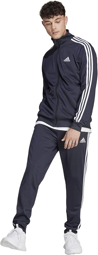 adidas Men's Sportswear Basic 3s Tricot Tracksuit Legend Ink / White Size XL