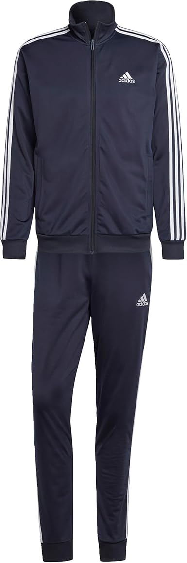 adidas Men's Sportswear Basic 3s Tricot Tracksuit Legend Ink / White Size XL