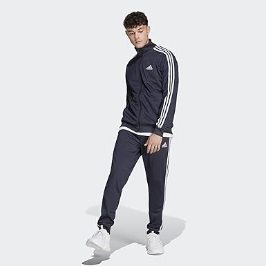 adidas Men's Sportswear Basic 3s Tricot Tracksuit Legend Ink / White Size XL