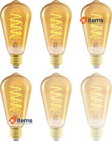 Amazon Basics E27 Vintage LED Bulb, Antique Style Retro Amber Glass, Pack of 2
