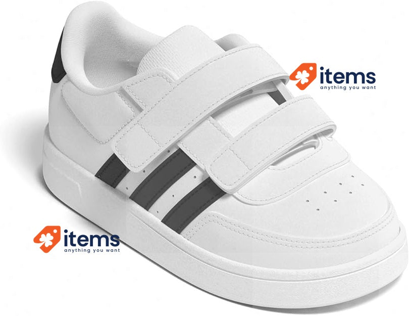Adidas Boy s Breaknet 2.0 Two-Strap Sneaker White / Black, Size 5K (UK), 21 (EU)