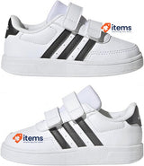 Adidas Boy s Breaknet 2.0 Two-Strap Sneaker White / Black, Size 5K (UK), 21 (EU)