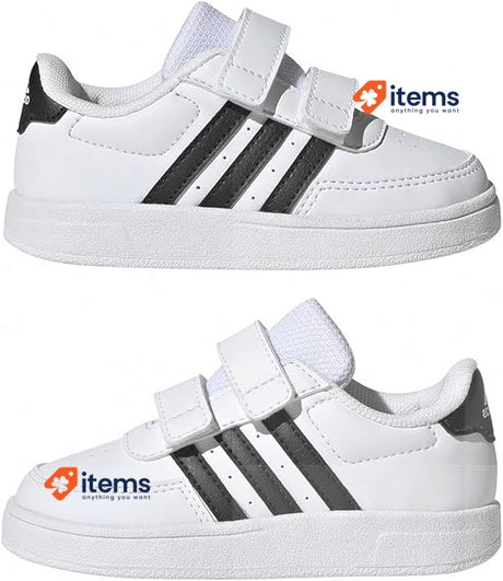 Adidas Boy s Breaknet 2.0 Two-Strap Sneaker White / Black, Size 5K (UK), 21 (EU)