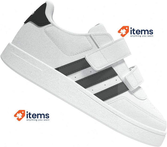 Adidas Boy s Breaknet 2.0 Two-Strap Sneaker White / Black, Size 5K (UK), 21 (EU)