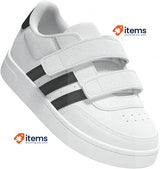Adidas Boy s Breaknet 2.0 Two-Strap Sneaker White / Black, Size 5K (UK), 21 (EU)