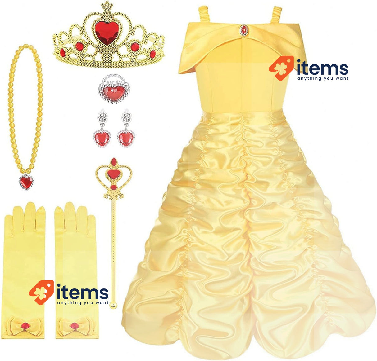 Princess Costume - Elsa - Dress and Accessories for Girls: Necklace, Earrings...