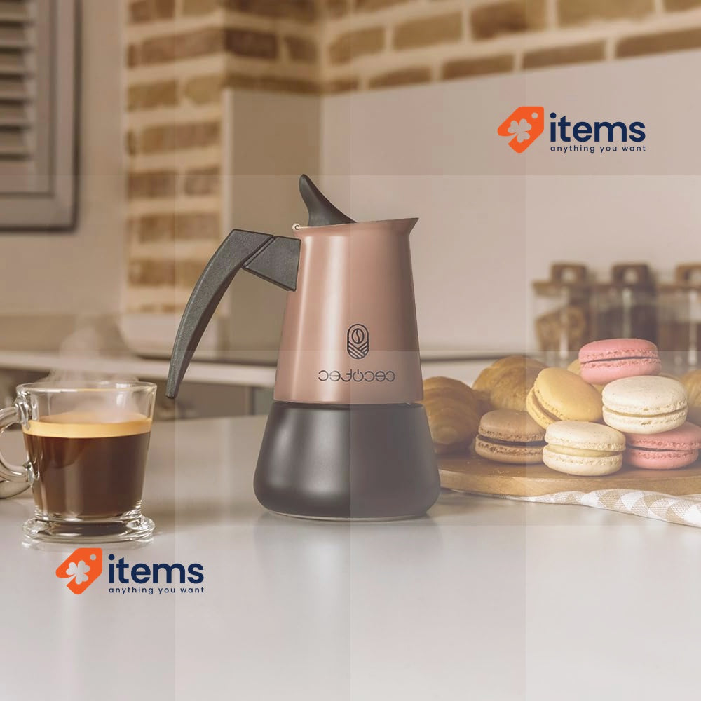 Cecotec Italian Coffee Maker Piccolina 200 Bronze 100ml Moka Pot Espresso