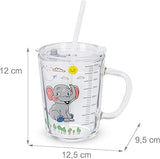 Relaxdays 2X Children's Cups, 80% glass plastic 10% silicone 12 x 12.5 x 9.5 cm