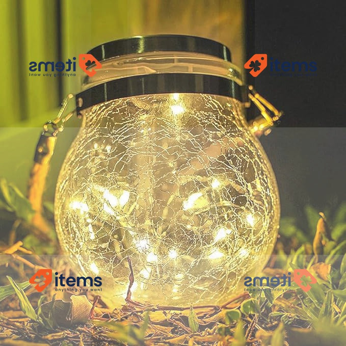 M Ledme - Outdoor Solar Light, Warm Light, SphereGlass Cracked Cryst
al