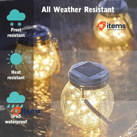 M Ledme - Outdoor Solar Light, Warm Light, SphereGlass Cracked Cryst
al