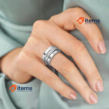 JewelryWe Retro Fidget Spinner Ring Womens Moon and Star US9