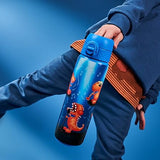 Ion8 Steel Water Bottle, 600 ml/20 oz, Leak Proof, Easy to Open Dino Band