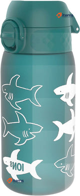 Ion8 Kids Water Bottle 350 Ml/12 Oz Leak Proof Easy To Open Sharks Design Blue