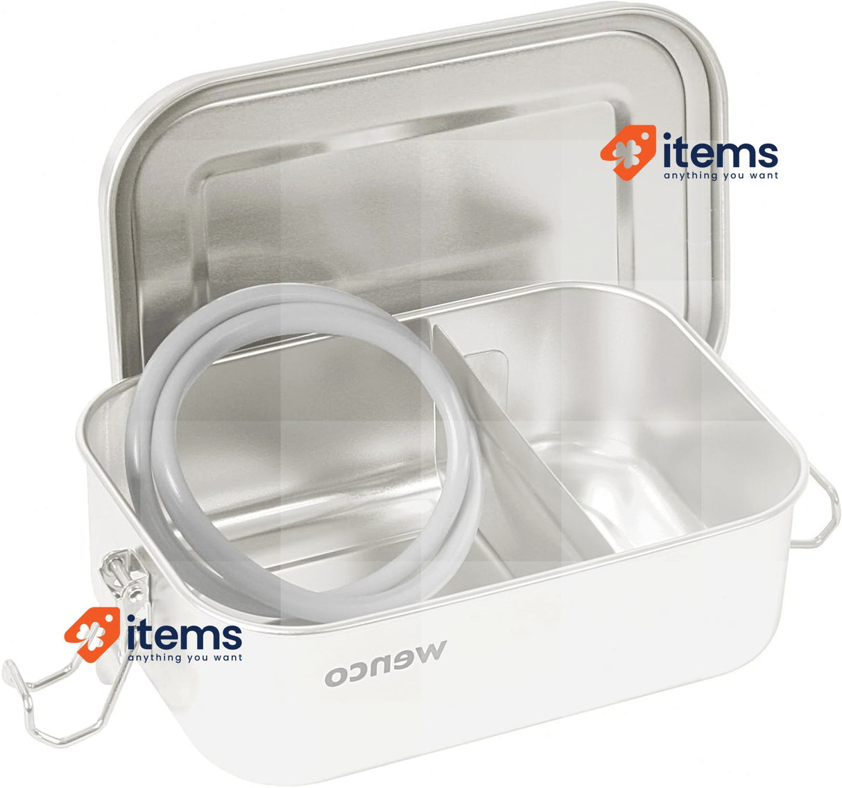 Wenco premium stainless steel lunch box, with 2 compartments, 15 x 11.3 x 5 cm