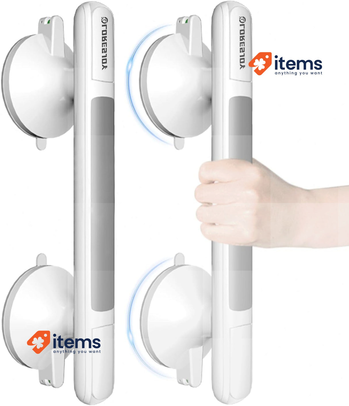 LORESJOY 2 Pack Suction Bathroom Grab Rails, Anti Slip Shower Grab Bar