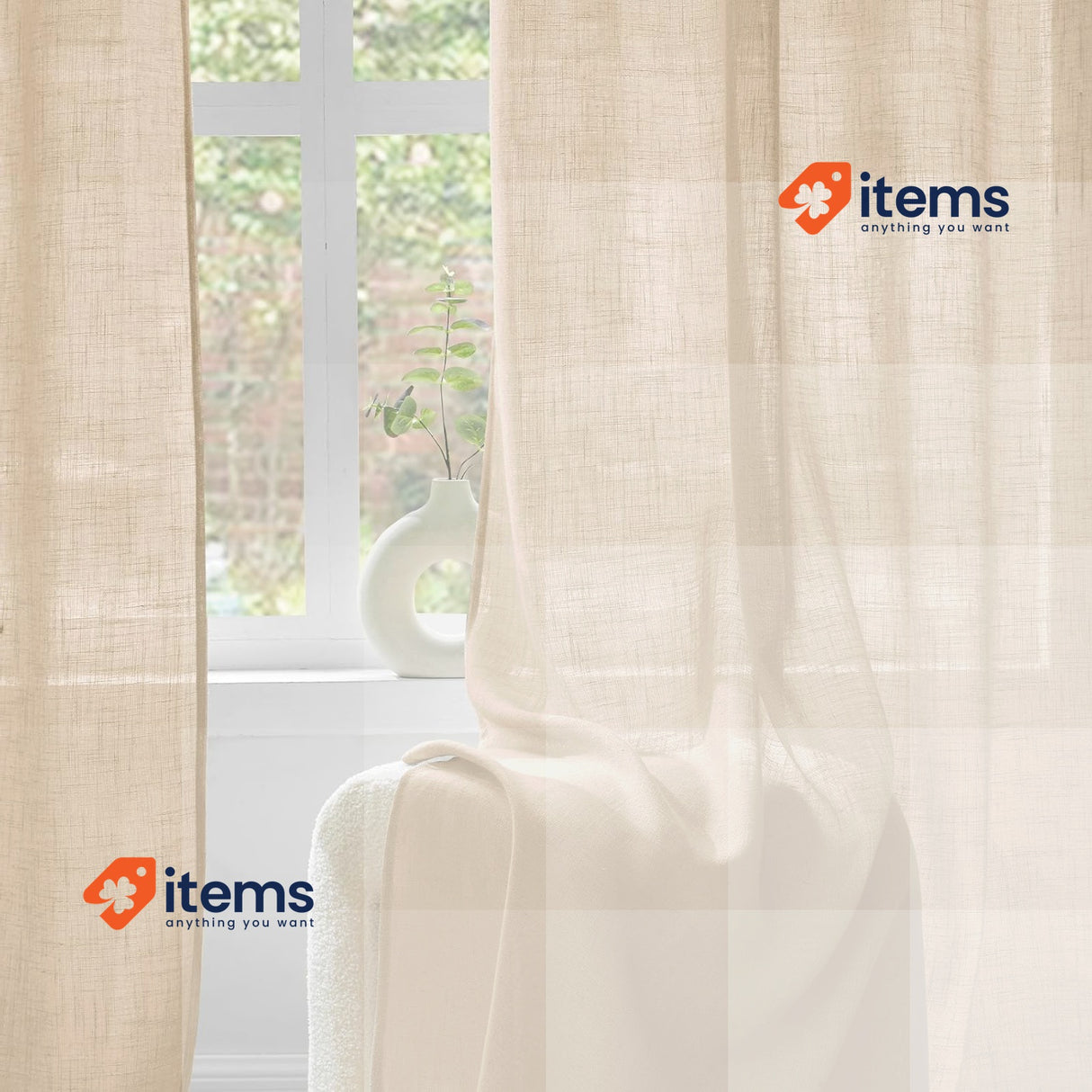Woaboy Sheer Voile Lineen Curtains For Living Room, Bedroom, 2 Pieces 140x175cm