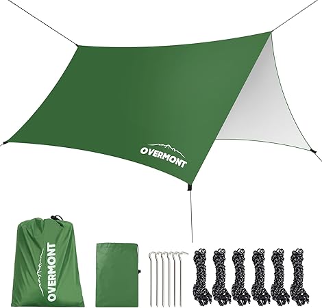 OVERMONT Tent tarpaulin For Outdoor Hiking Green 3m x 3m