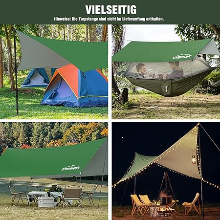 OVERMONT Tent tarpaulin For Outdoor Hiking Green 3m x 3m