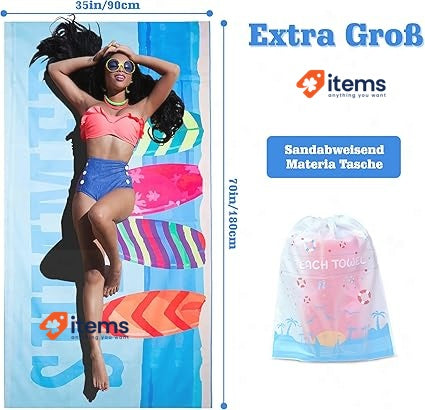 LEcylankEr Beach Towel XL 180 x 90 CM Large Beach Towel Quick Dry Sandproof