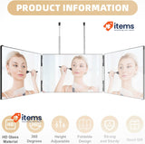 AHWOiHS 3 Way 360° Self Cut Mirror - Foldable Portable