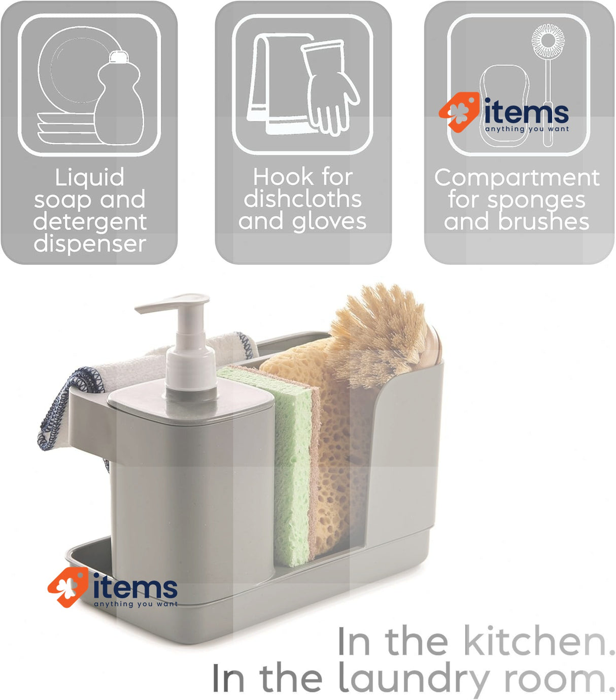 Snips Riordinello Dish Hand Soap Dispenser & Sponge Holder with Soap Container